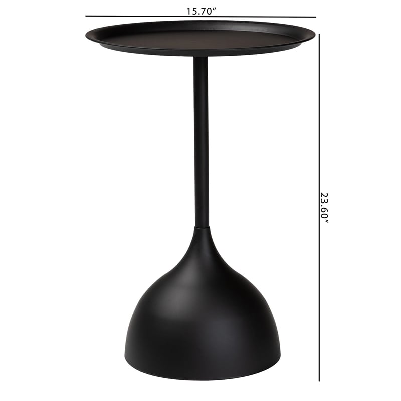 Baxton Studio Webb Black Metal Pedestal Side Table Modern Accent Table