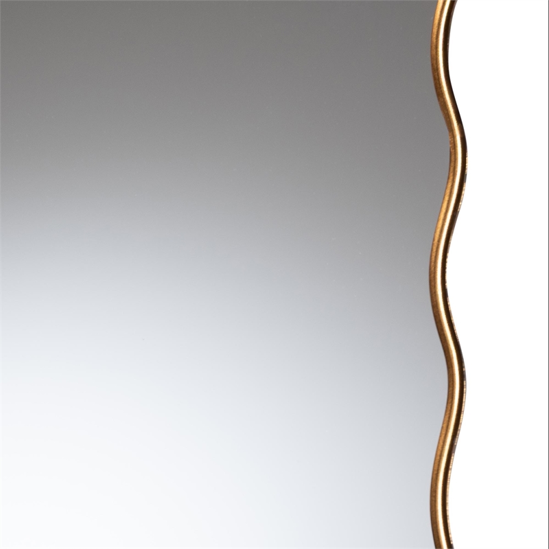 Baxton Studio Cassara Gold Scalloped Rectangular Wall Mirror - Decorative Accent