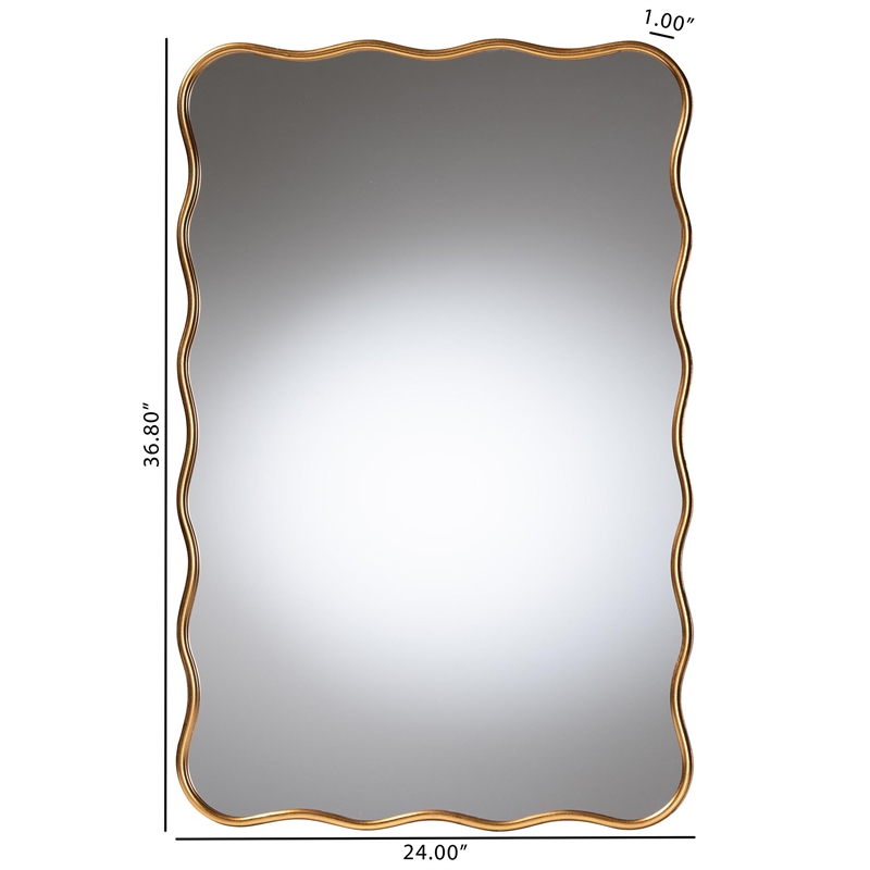 Baxton Studio Cassara Gold Scalloped Rectangular Wall Mirror - Decorative Accent