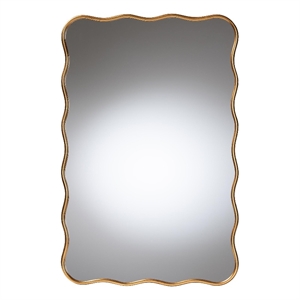 Baxton Studio Cassara Gold Scalloped Rectangular Wall Mirror - Decorative Accent