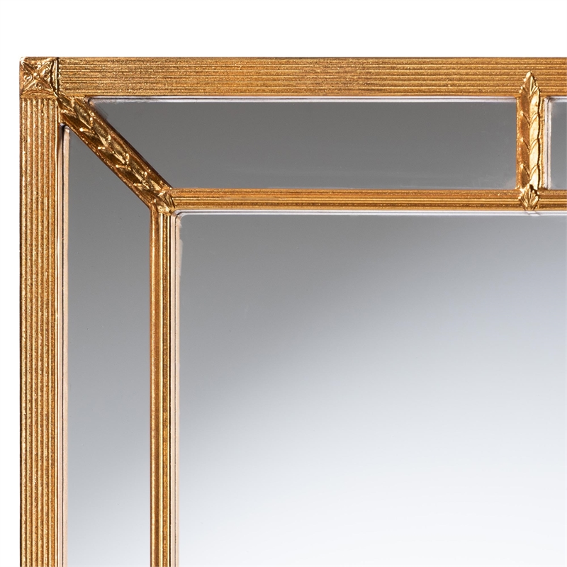 Baxton Studio Iskra Rectangular Mirror with Antique Goldleaf Frame - Wall Accent