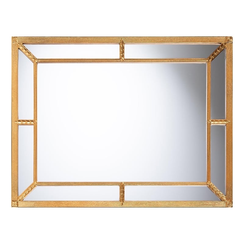 Baxton Studio Iskra Rectangular Mirror with Antique Goldleaf Frame - Wall Accent