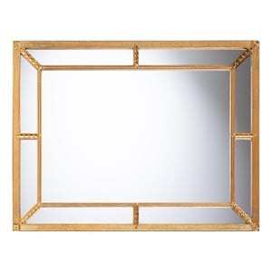 Baxton Studio Iskra Rectangular Mirror with Antique Goldleaf Frame - Wall Accent