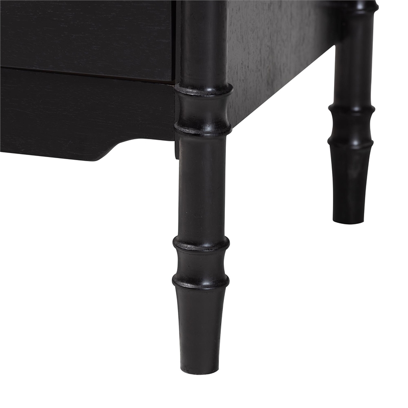 Baxton Studio Marisela Black Wood Nightstand with Gold Handles - 2-Drawer Table