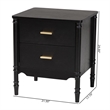 Baxton Studio Marisela Black Wood Nightstand with Gold Handles - 2-Drawer Table