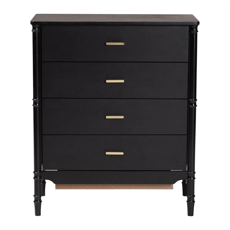 Baxton Studio Marisela Black Wood Drawers - 4-Drawer Vertical Storage Dresser