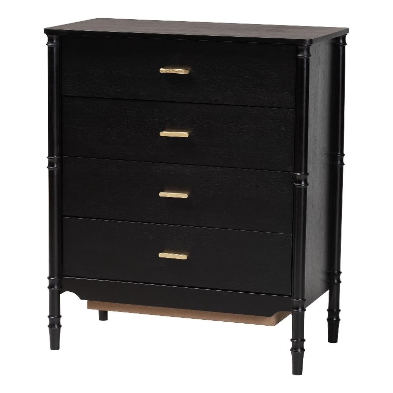 Baxton Studio Marisela Black Wood Drawers - 4-Drawer Vertical Storage Dresser