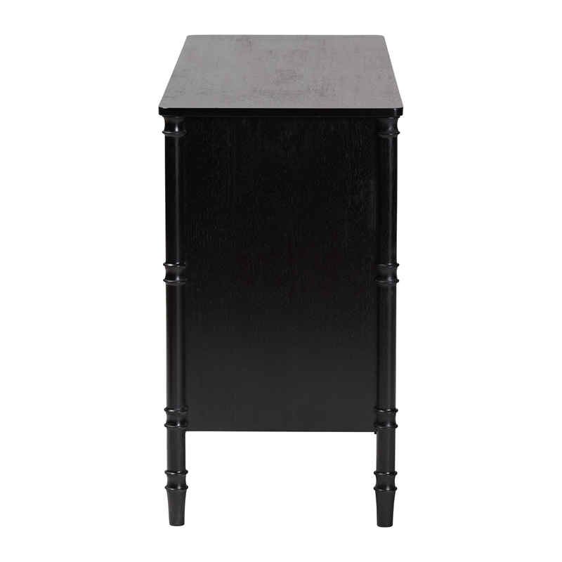 Baxton Studio Marisela Black Wood Dresser with Drawers - Legs and Brass Handles