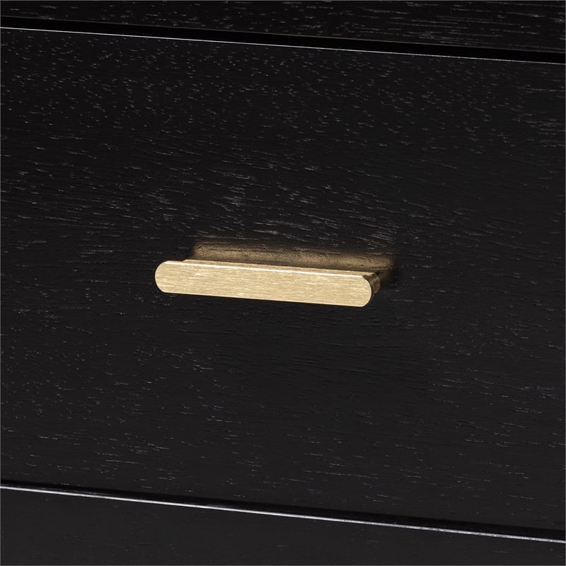 Baxton Studio Marisela Black Wood Dresser with Drawers - Legs and Brass Handles