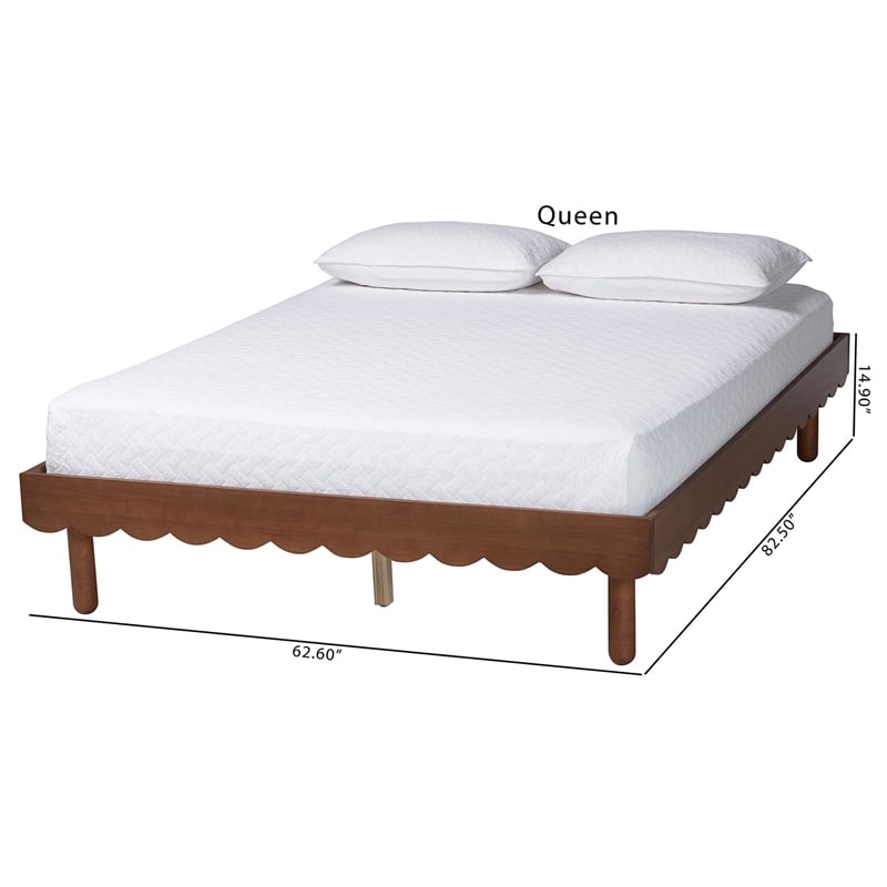 Baxton Studio Orianthe Wood Platform Bed Frame with Scalloped Design Queen Size