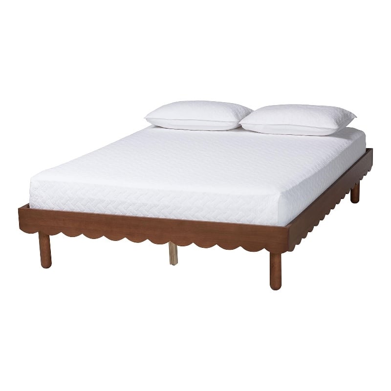Baxton Studio Orianthe Wood Platform Bed Frame with Scalloped Design Queen Size