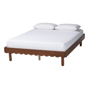 Baxton Studio Orianthe Wood Platform Bed Frame with Scalloped Design Queen Size