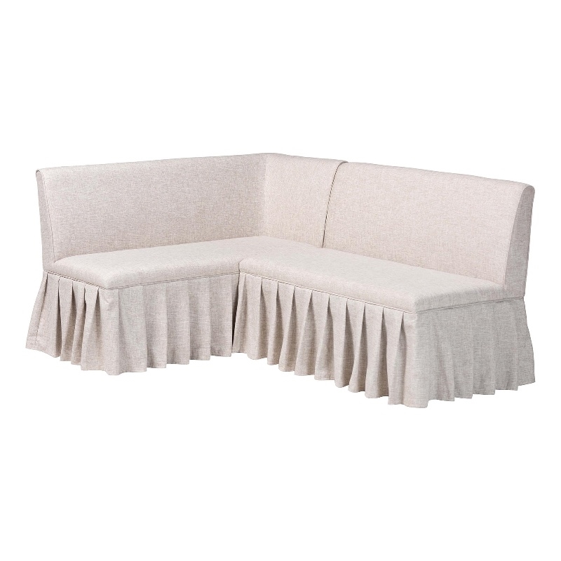 Baxton Studio Bryna 2 Piece Fabric Upholstered Dining Nook Bench Set Beige