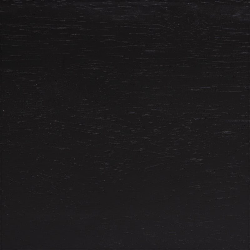 Baxton Studio Marisela Bed with Rattan Headboard Black Wood Frame Queen Size