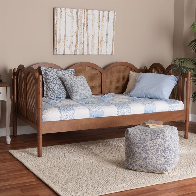 Baxton Studio Carmiya Scalloped Daybed - Twin Size Wooden Frame