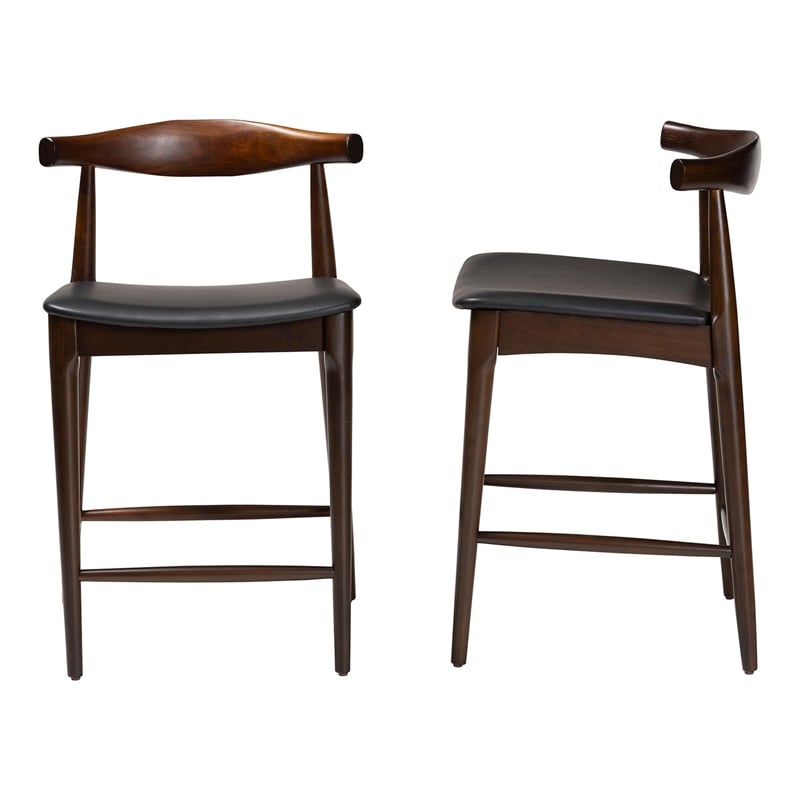Baxton Studio Eira Counter Stool Set of 2- Wood Frame Counter height Chair