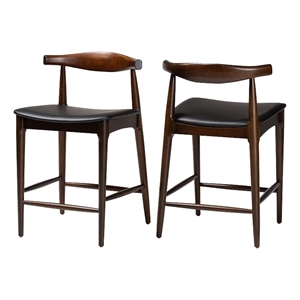 Baxton Studio Eira Counter Stool Set of 2- Wood Frame Counter height Chair