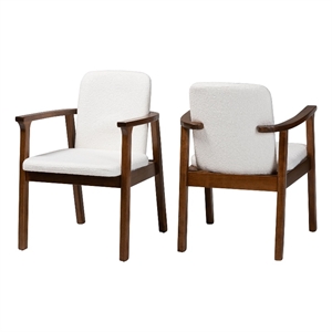 Baxton Studio Miyagi Boucle Upholstered Dining Chair Set of 2 - Brown and White