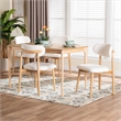 Baxton Studio Wattsu 5-Piece Dining Set - Solid Wood Table - Natural and White
