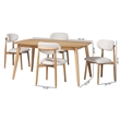 Baxton Studio Emily 5-Piece Dining Set - Solid Wood Table - Natural and White