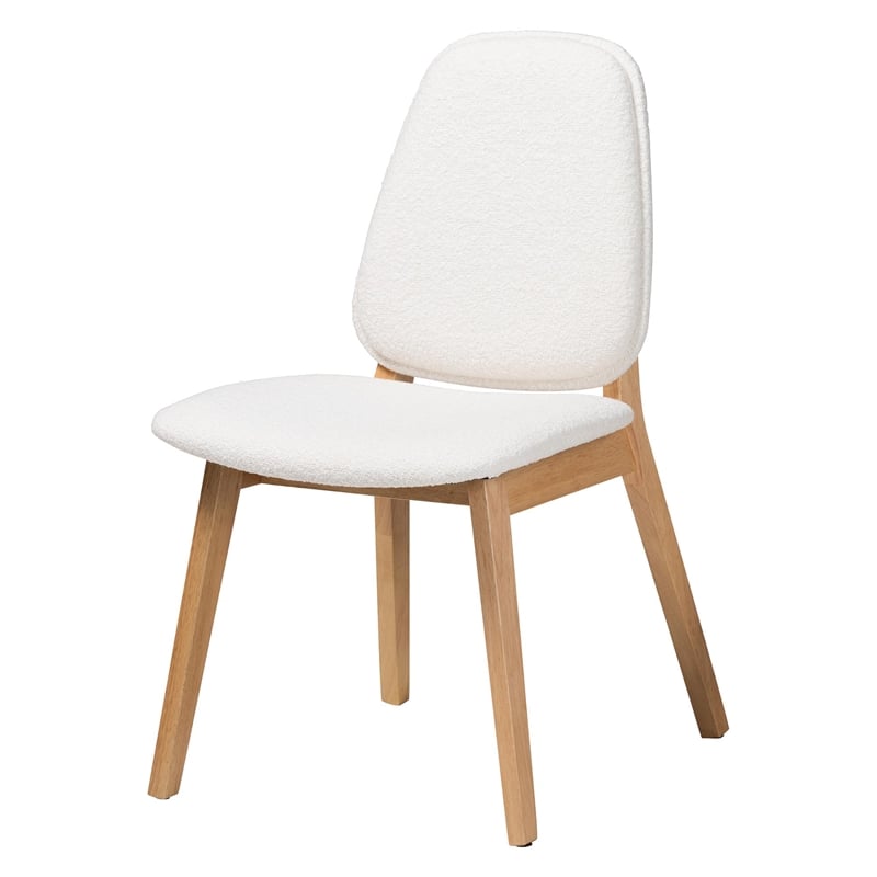 Baxton Studio Hudson 5-Piece Dining Set - Solid Wood Table - Natural and White