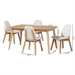 Baxton Studio Jennica 5-Piece Dining Set - Solid Wood Table - Natural and White