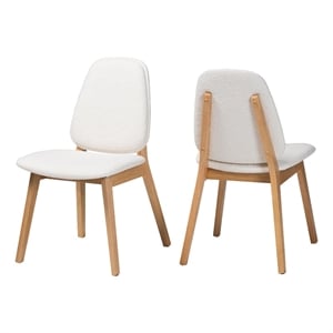 Baxton Studio Hudson Boucle Upholstered Dining Chair Set of 2  Natural and White