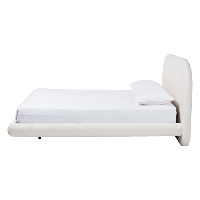 Baxton Studio Cachet Floating Platform Bed with Rounded Headboard - Cream  Queen