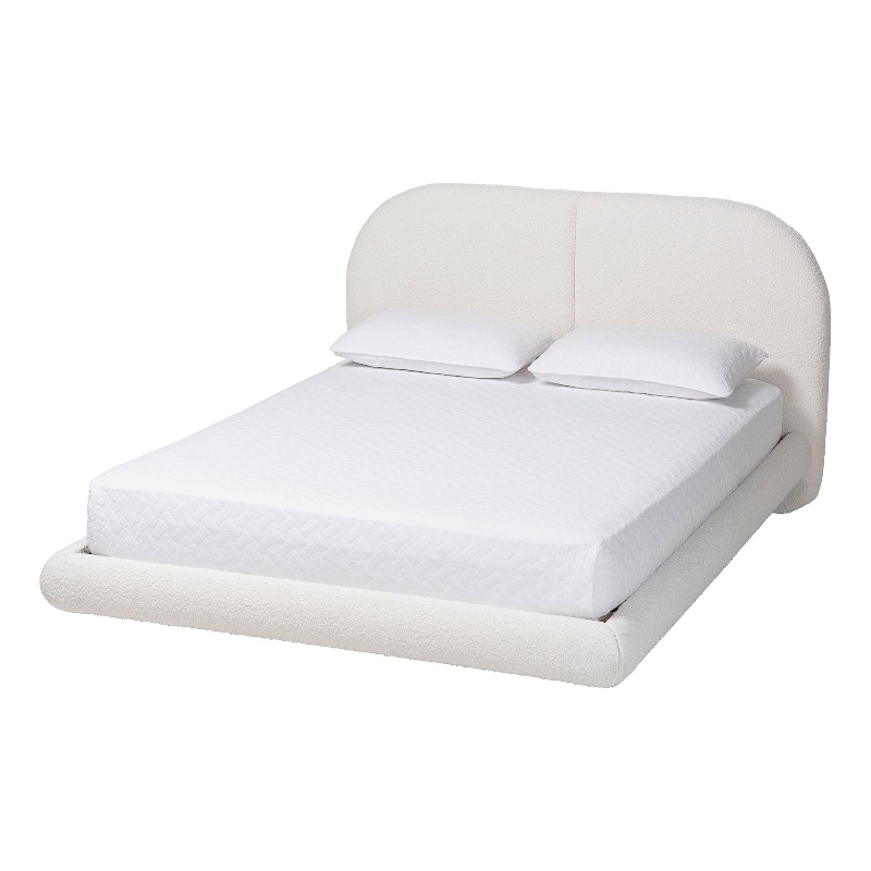 Baxton Studio Cachet Floating Platform Bed with Rounded Headboard - Cream  Queen