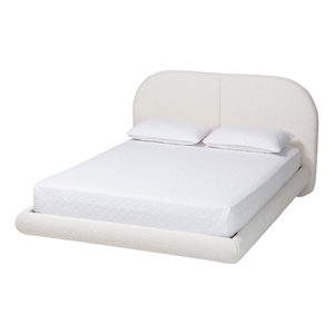 Baxton Studio Cachet Floating Platform Bed with Rounded Headboard - Cream  Queen