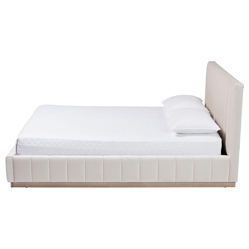 Baxton Studio Granger Velvet Upholstered Queen Platform Bed