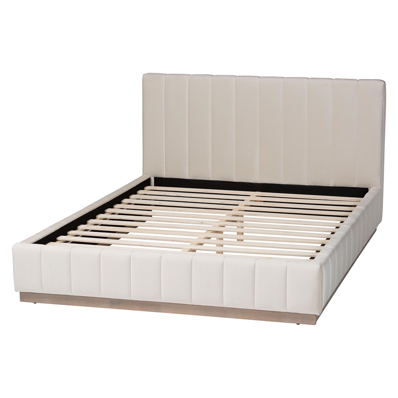 Baxton Studio Granger Velvet Upholstered Queen Platform Bed