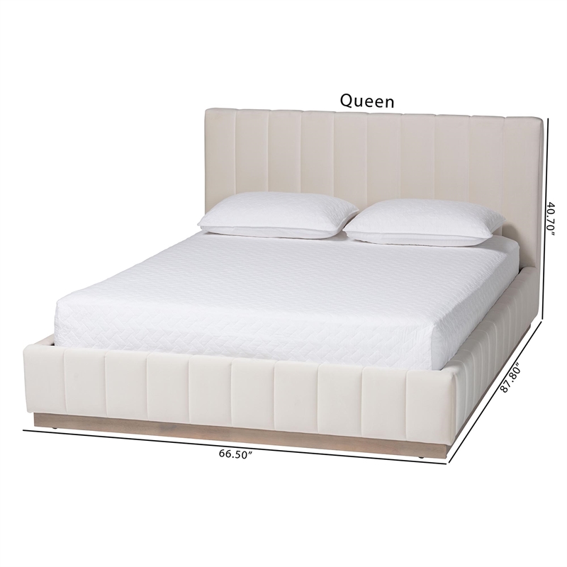 Baxton Studio Granger Velvet Upholstered Queen Platform Bed