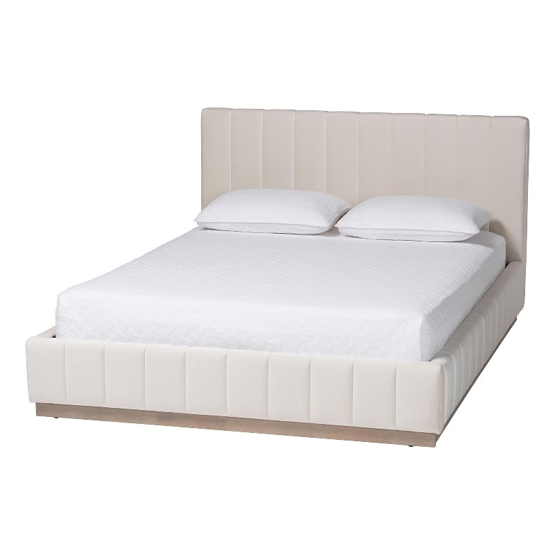 Baxton Studio Granger Velvet Upholstered Queen Platform Bed