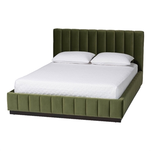 Baxton Studio Granger Velvet Upholstered Queen Platform Bed