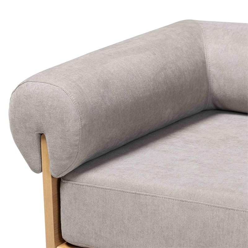 Baxton Studio Bertille Left-Arm Chaise Lounge with Solid Wood Base