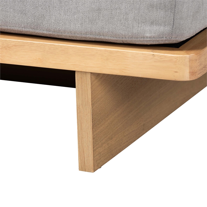 Baxton Studio Bertille Left-Arm Chaise Lounge with Solid Wood Base