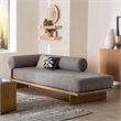 Baxton Studio Bertille Left-Arm Chaise Lounge with Solid Wood Base