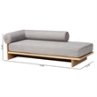 Baxton Studio Bertille Left-Arm Chaise Lounge with Solid Wood Base