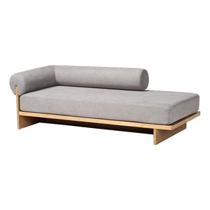 Baxton Studio Bertille Left-Arm Chaise Lounge with Solid Wood Base