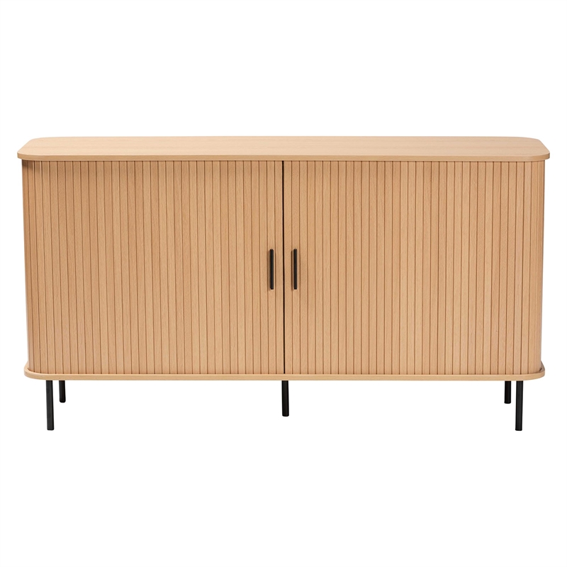Baxton Studio Lucia Fluted Wood Sideboard - Mid-Century Modern Buffet Cabinet