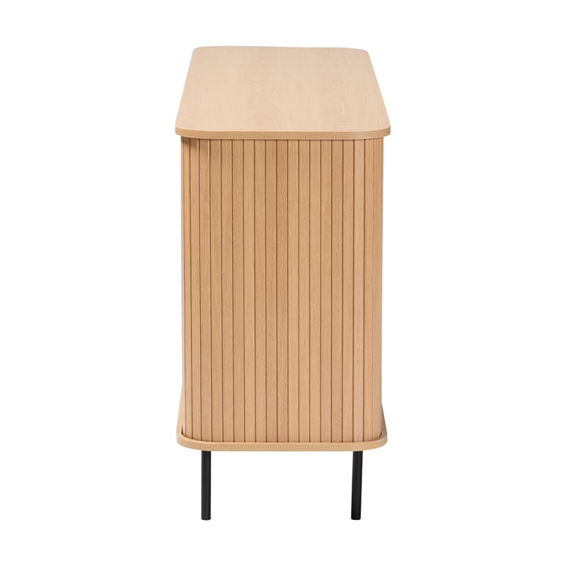 Baxton Studio Lucia Fluted Wood Sideboard - Mid-Century Modern Buffet Cabinet