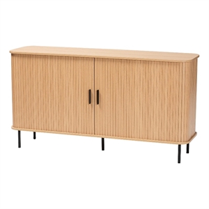 Baxton Studio Lucia Fluted Wood Sideboard - Mid-Century Modern Buffet Cabinet