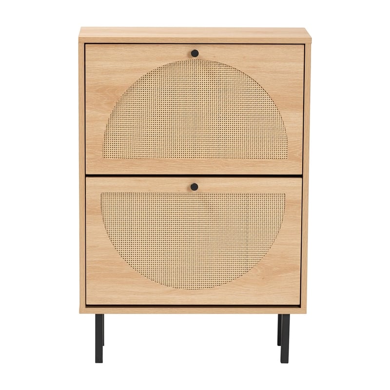 Baxton Studio Remus Wood Shoe Cabinet - 12-Pair Shoe Storage Organizer