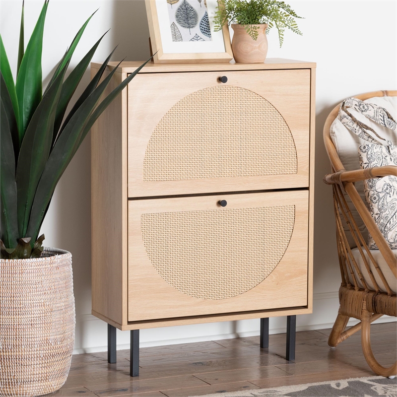 Baxton Studio Remus Wood Shoe Cabinet - 12-Pair Shoe Storage Organizer