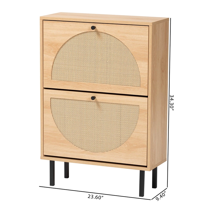 Baxton Studio Remus Wood Shoe Cabinet - 12-Pair Shoe Storage Organizer