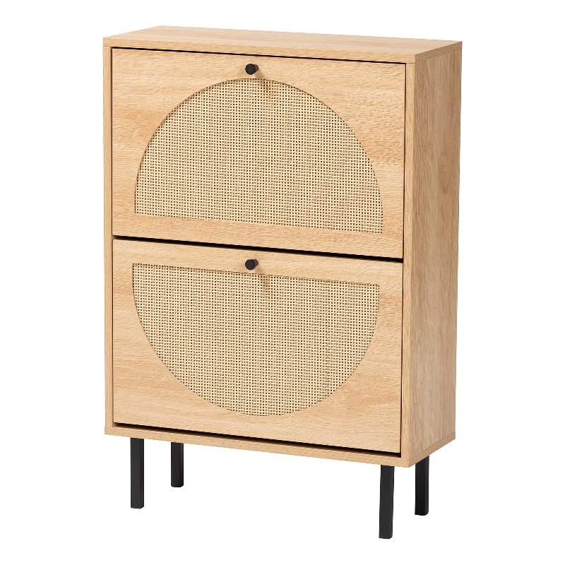 Baxton Studio Remus Wood Shoe Cabinet - 12-Pair Shoe Storage Organizer