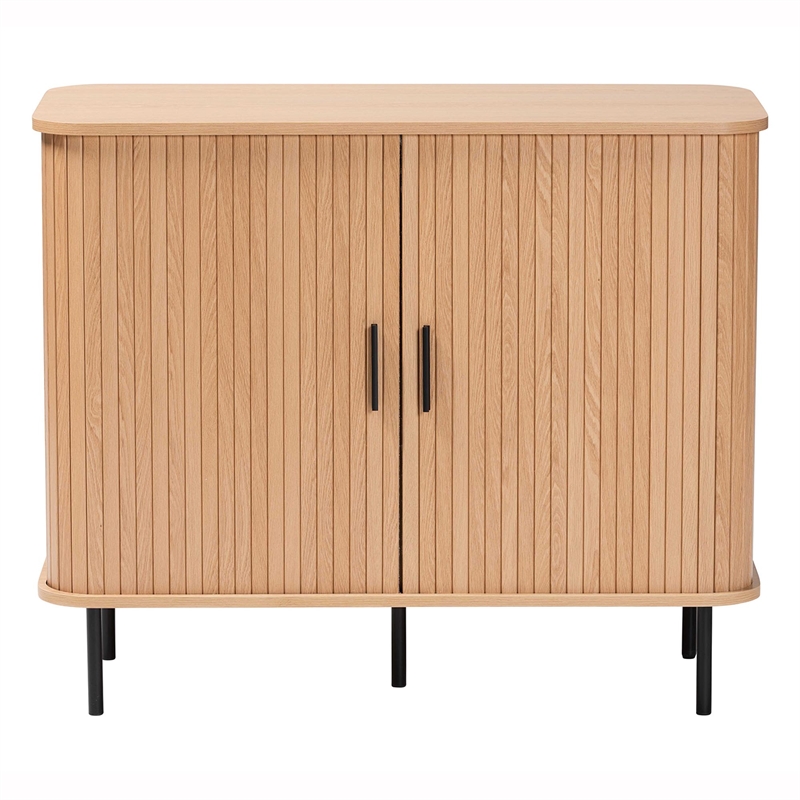 Baxton Studio Lucia Fluted Light Oak Wood Storage Cabinet
