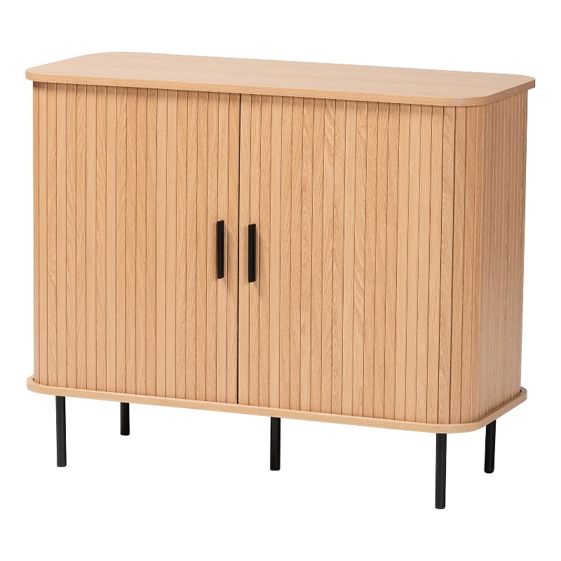 Baxton Studio Lucia Fluted Light Oak Wood Storage Cabinet