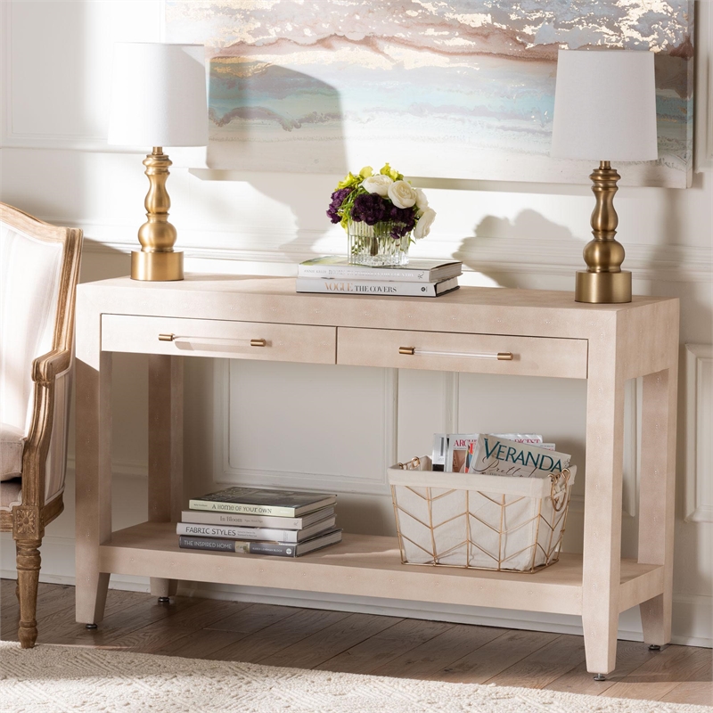 Baxton Studio Nira Faux Shagreen Console Table - Accent Display Piece